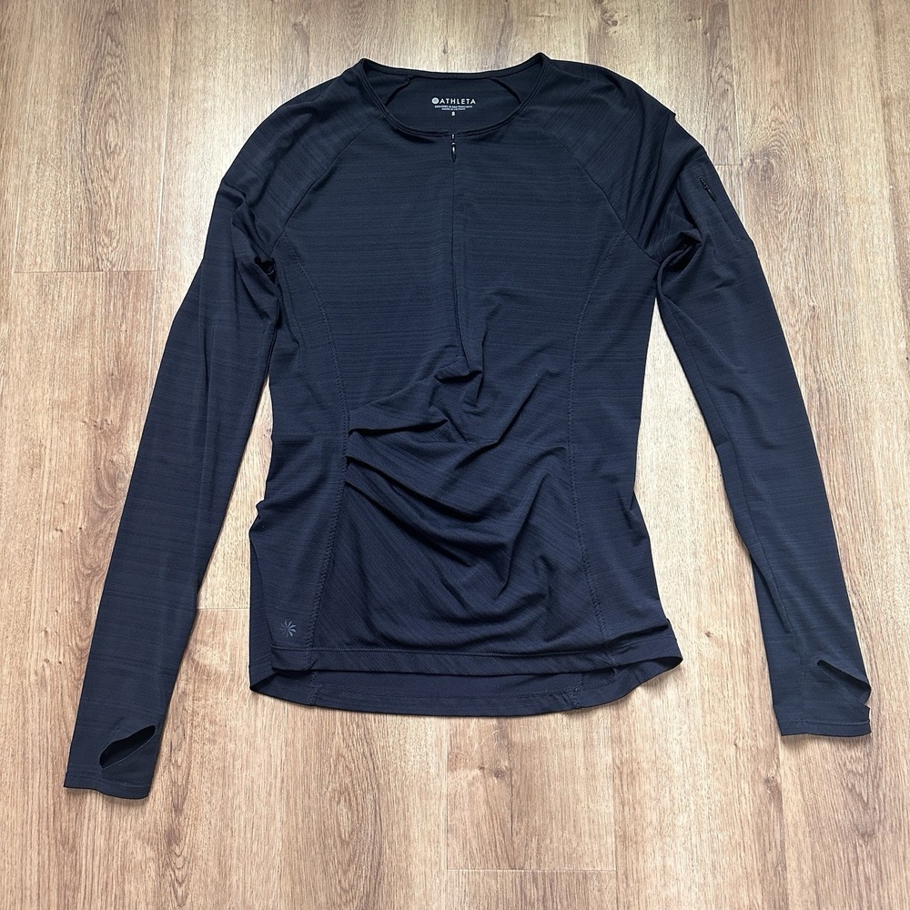 Athleta Women's Black Pacifica Wrap Front Top Rash Guard  Size S